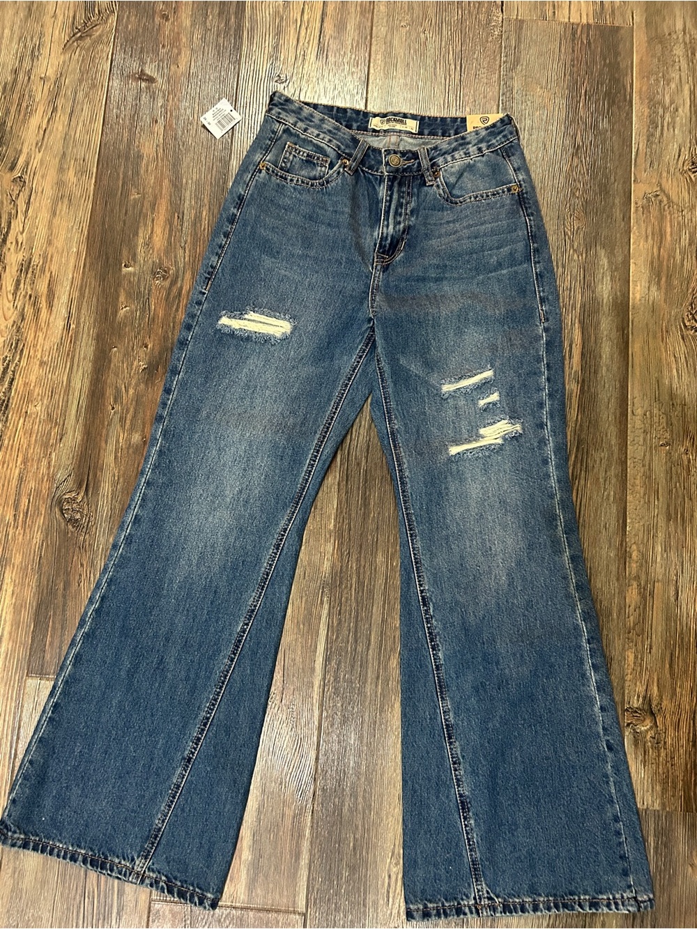 Rock & Roll Denim Palazzo Flare Distressed Jeans NWT | 26x30 MSRP 89.99